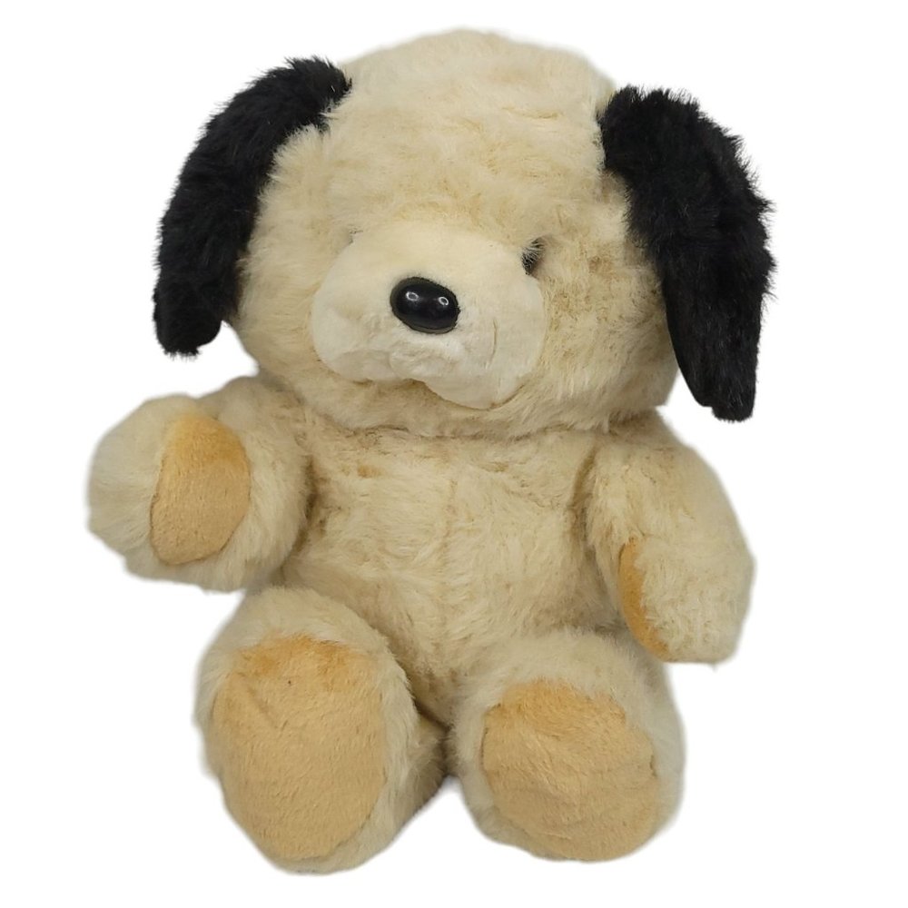 Vintage Fairview Dog Puppy Plush 19" Stuffed Animal Toy Black Eyes Ears